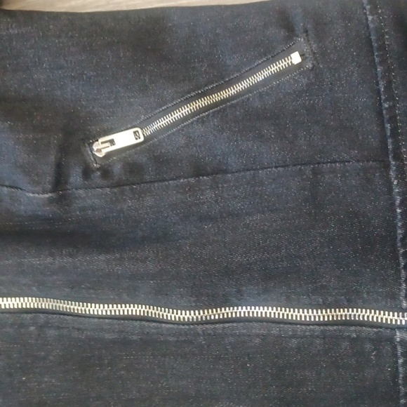 7 For All Mankind Moto Jacket Denim On Faux Leather Bikercore Office Siren - Picture 4 of 9